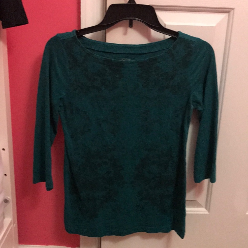 Loft 3/4 sleeve top blue/green like new XS